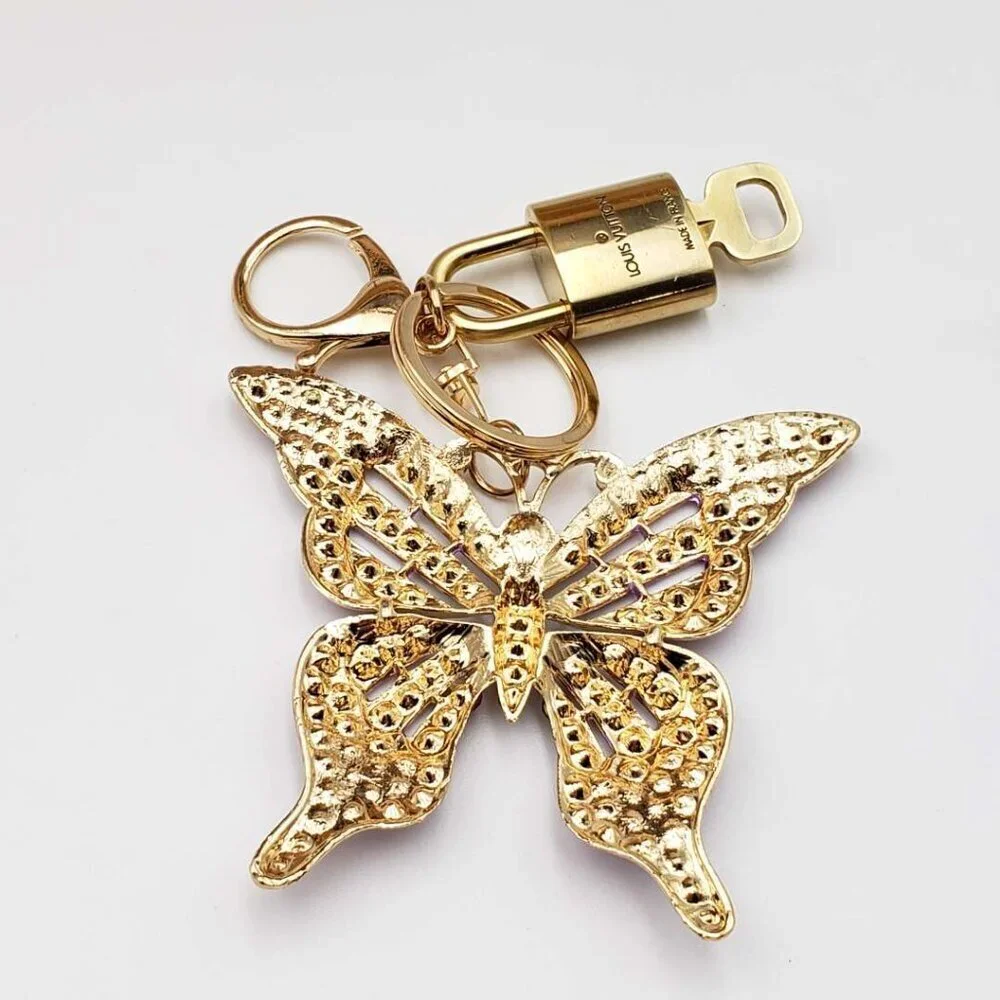 Louis Vuitton Gold Lock 🔒 Authentic LV Key + Unbranded Butterfly Bag Charm